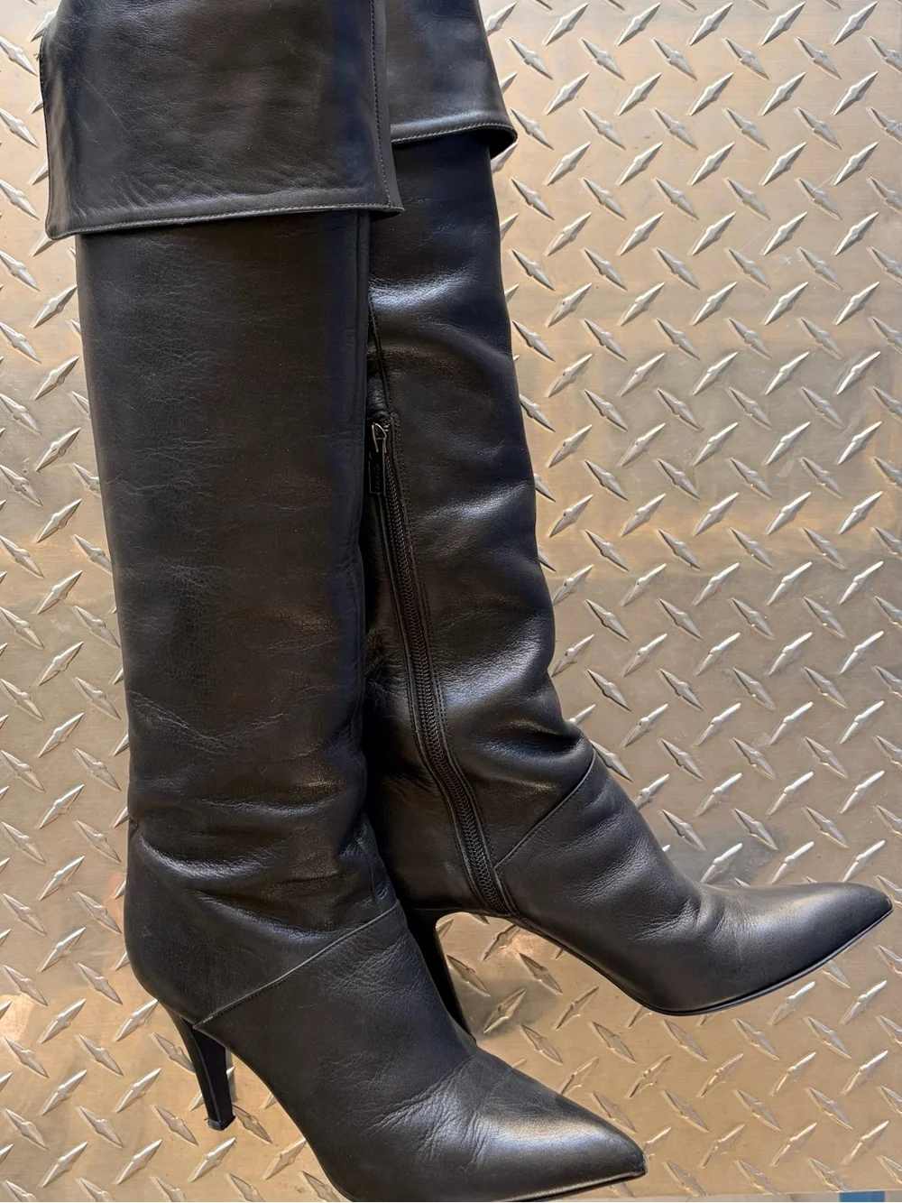 DIANA Japan Real Leather Tall Boots Over Knee-High Pointed Toe Boots Women US 7